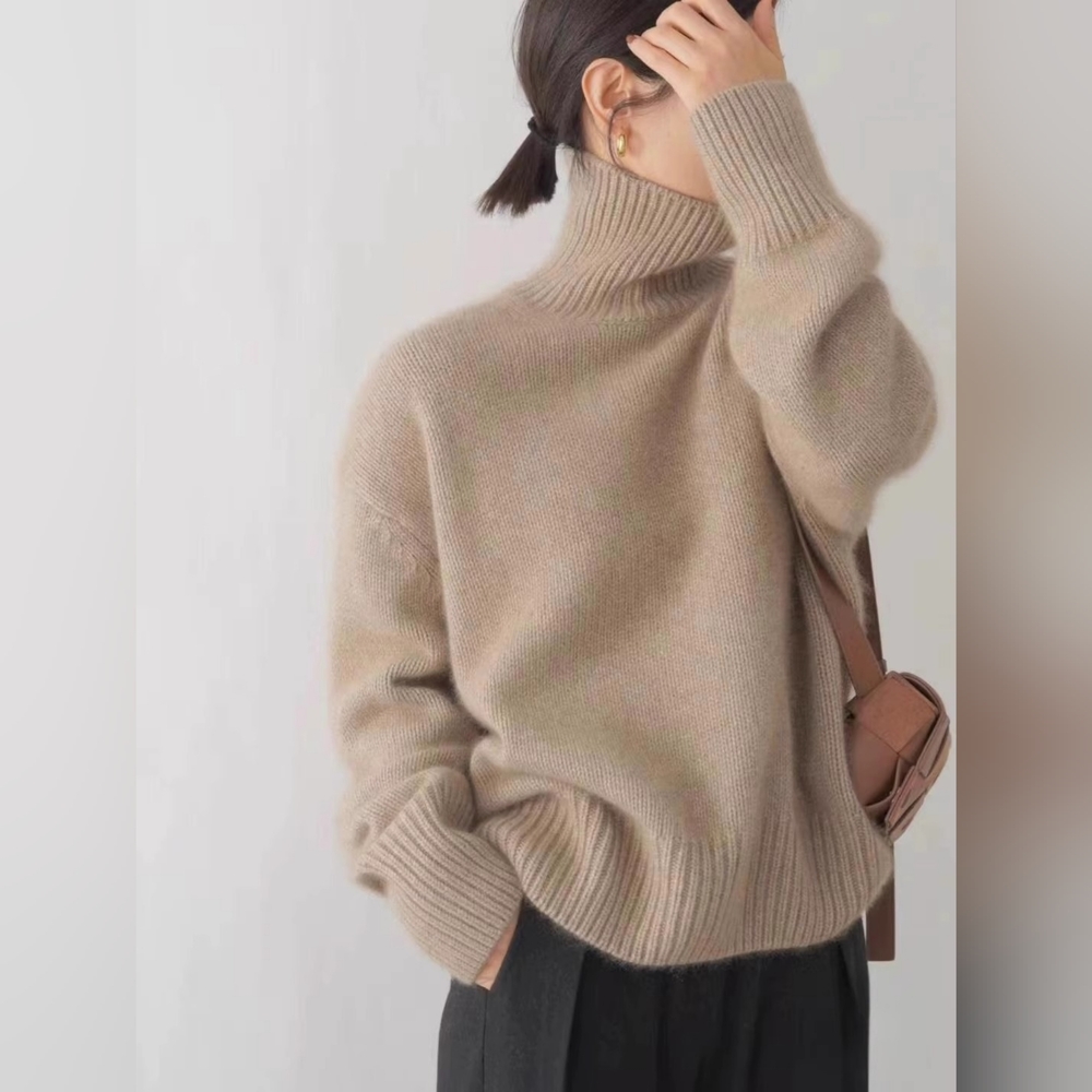 100% Cashmere warm autumn winter turtleneck sweater - Picture 9 of 12
